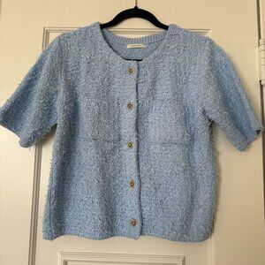Playlist (Korean Luxury Fashion Brand) Baby Blue Cardigan Top